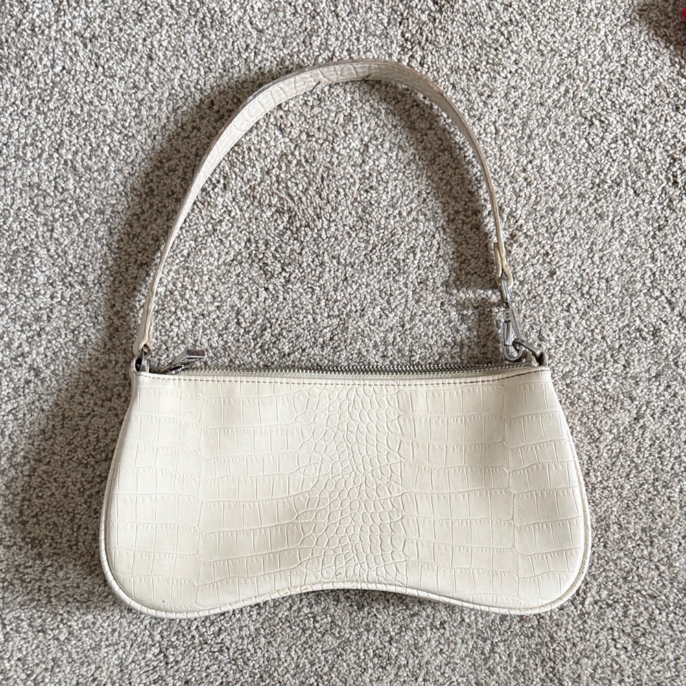 JW PEI Cream Crocodile-Embossed Shoulder Bag